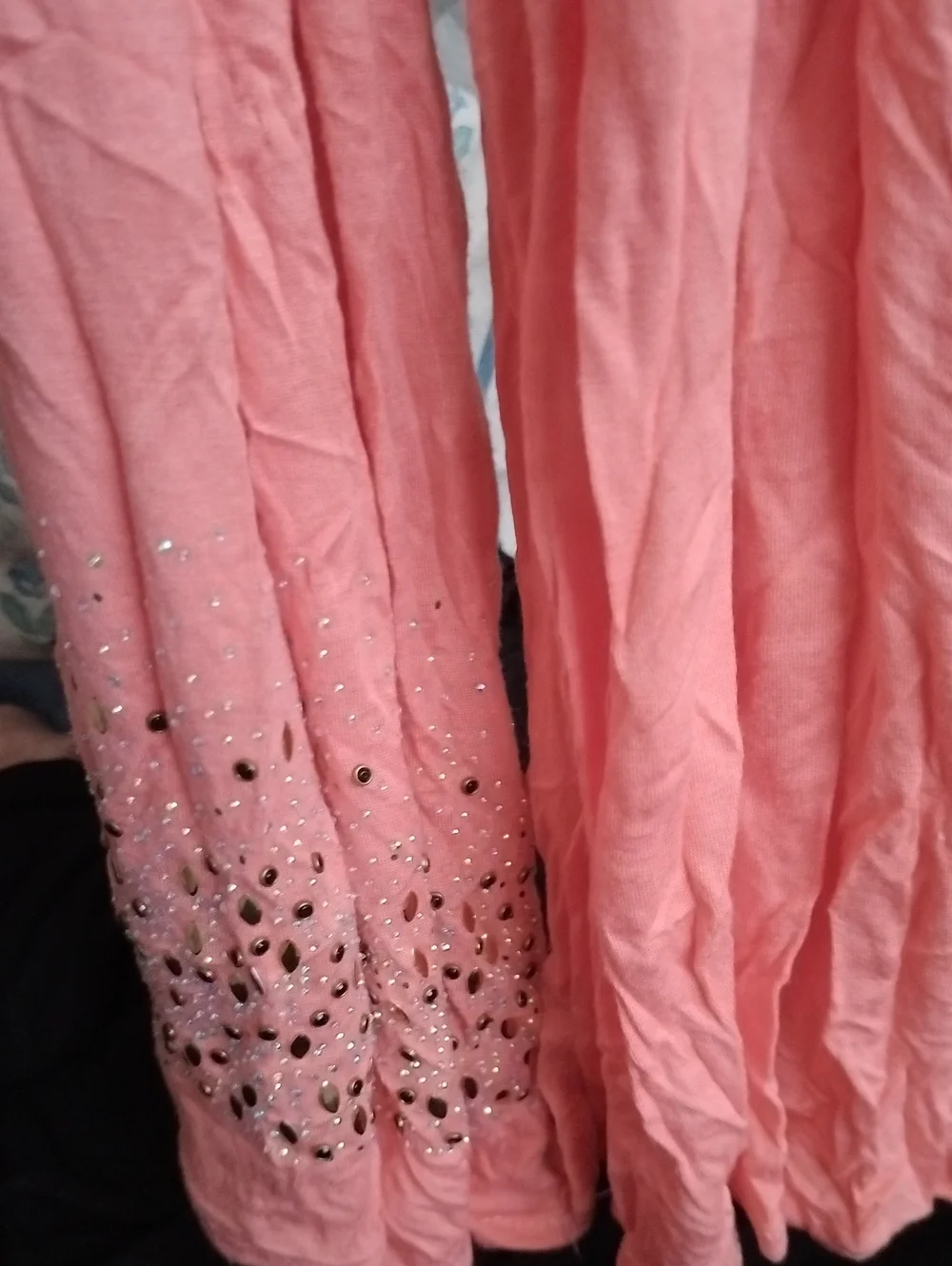 Women’s Embellished Pink scarf with Metallic Accents
